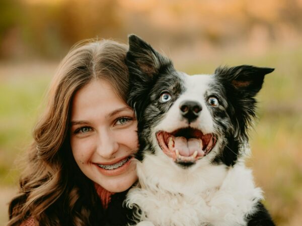 girl and dog