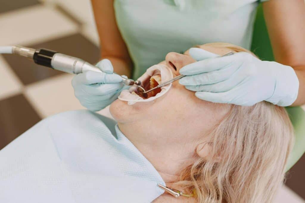 woman gets dental crown